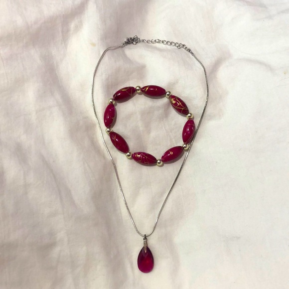 Vintage Pink Necklace And Bracelet - Picture 1 of 7